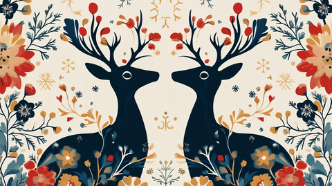 鹿与花插画