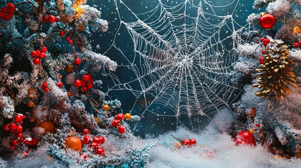 结冰的蜘蛛网