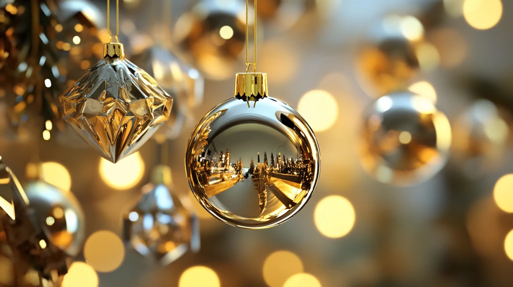 圣诞节金色圣诞球前景