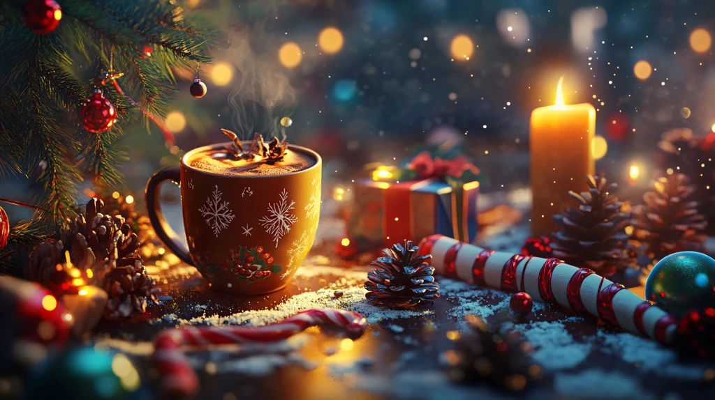 咖啡圣诞节氛围