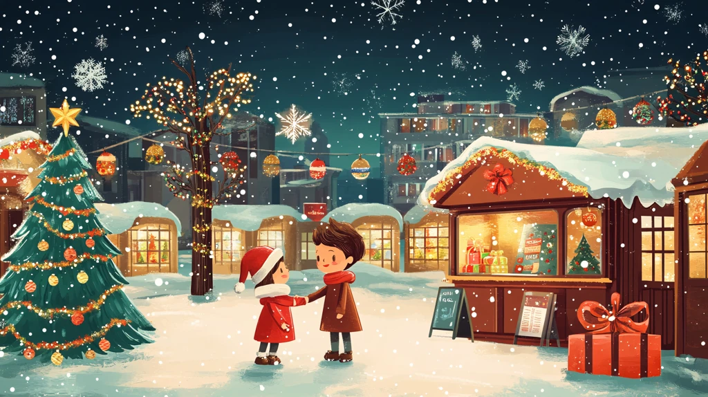 圣诞节情侣插画