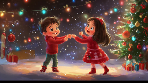 圣诞节男孩女孩