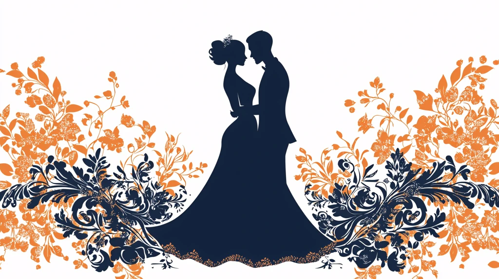 橙蓝色婚礼背景