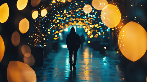 夜色中行走的人