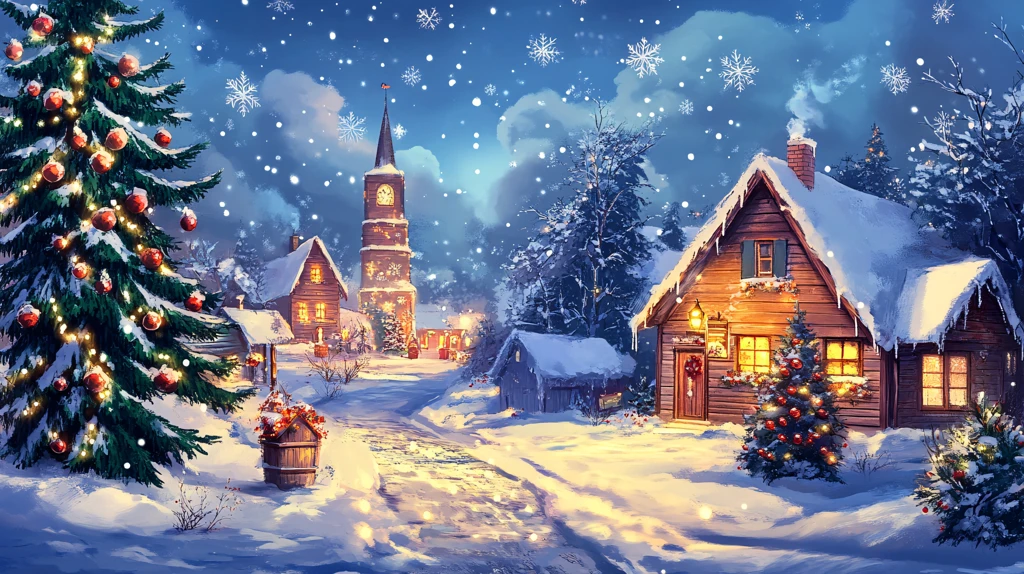 圣诞节街道房屋雪景