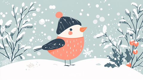 雪地站立的小鸟