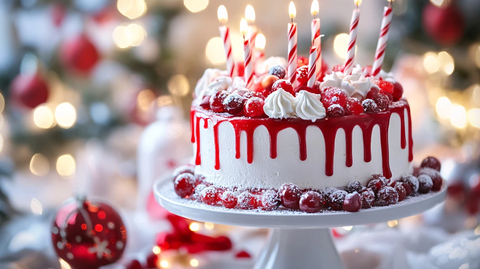 插满蜡烛的生日蛋糕