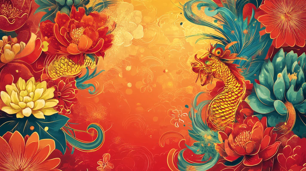 龙凤呈祥喷绘插画高清