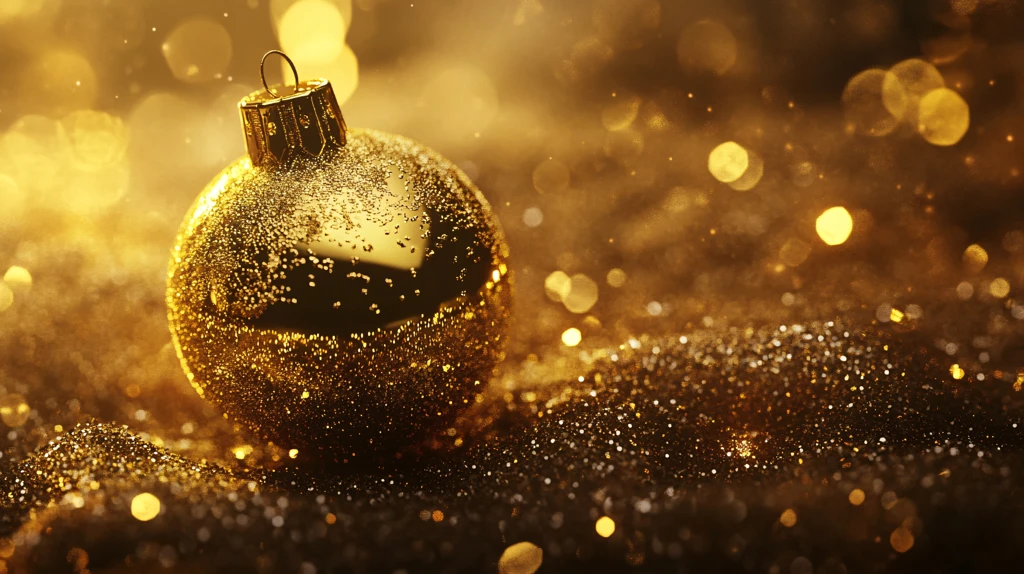 圣诞节金色圣诞球前景