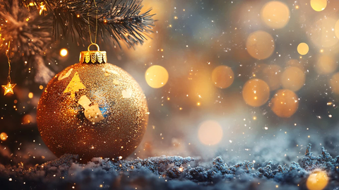 圣诞节金色圣诞球前景