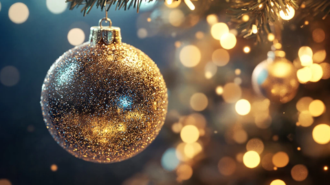 圣诞节金色圣诞球前景