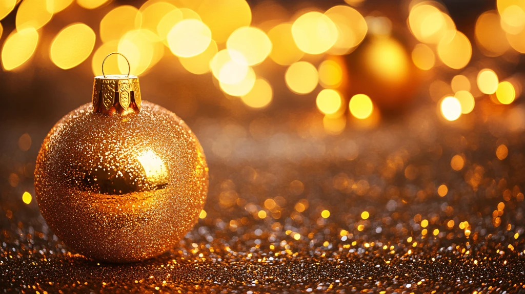 圣诞节金色圣诞球前景