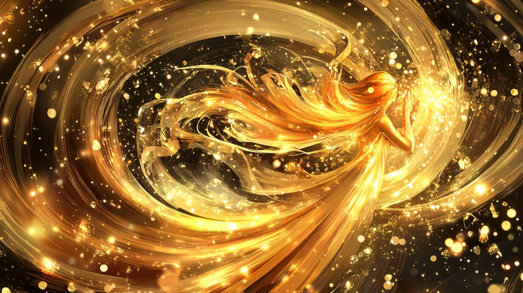 流光渐变金色炫酷飘带