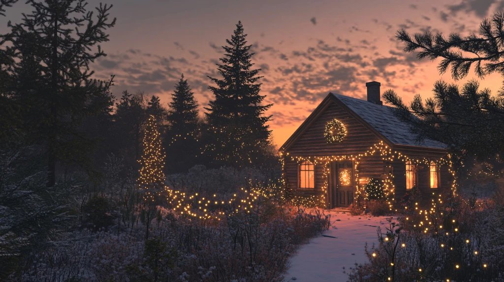 森林小木屋夜景