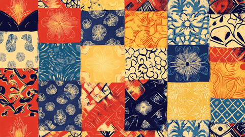 色块花古典图案组合