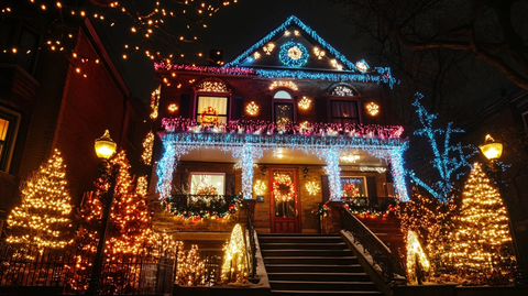 街道房屋圣诞灯光