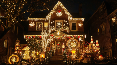 街道房屋圣诞灯光