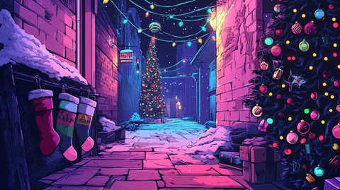 圣诞节横版插画