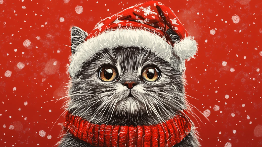 手绘戴头套的猫