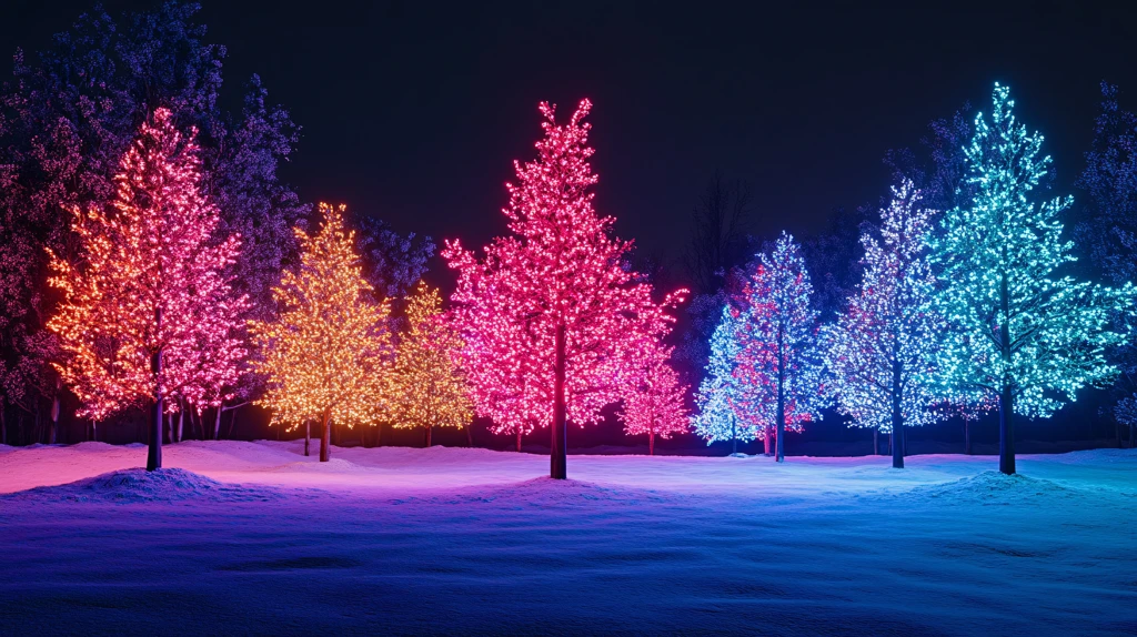 彩灯照射的树