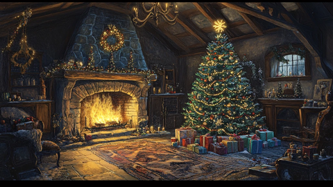 手绘圣诞节场景