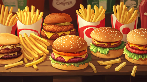 薯条汉堡插画