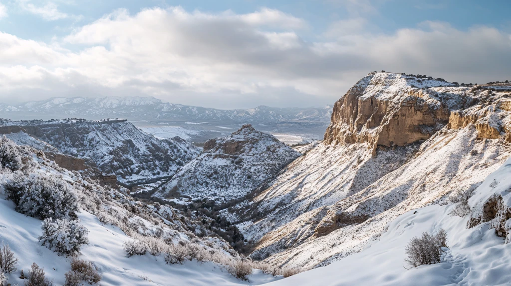 雪景日出荒山冰冷