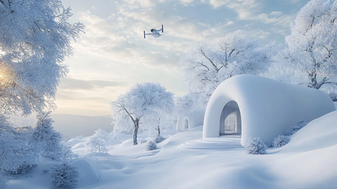 冬天雪屋积雪雪景