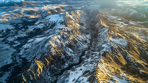 新西兰雪山鸟瞰图