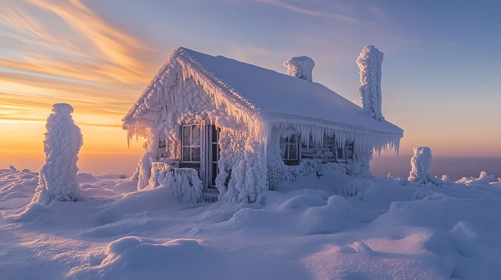 冬天雪屋积雪雪景