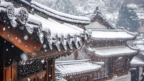 古建筑飘雪
