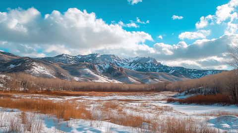 雪山河流湿地草壁纸