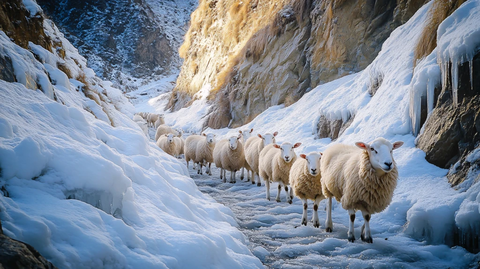 冬季里的一群羊