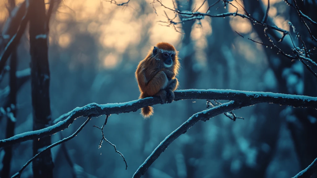 冬日树枝上的动物