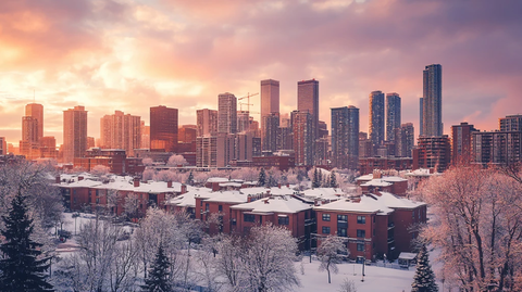 雪后生态城的落日
