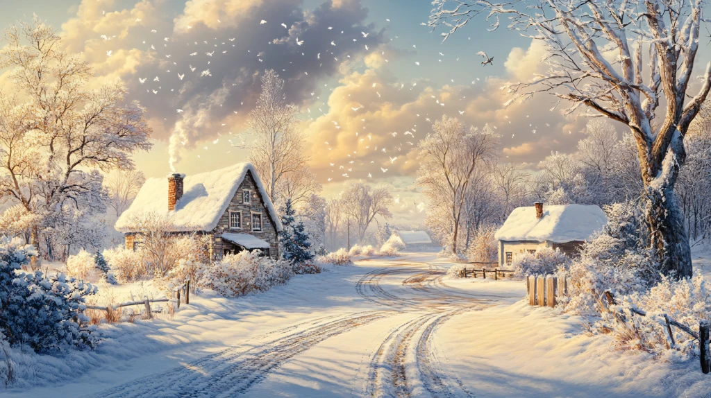 冬季冰雪乡村小路图