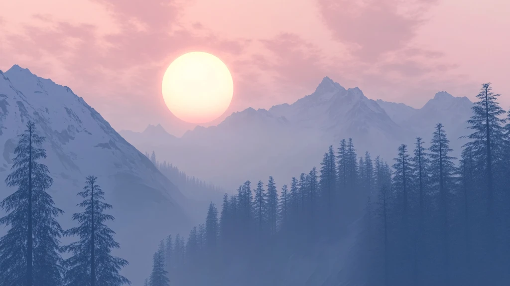 壮美大山日出全景