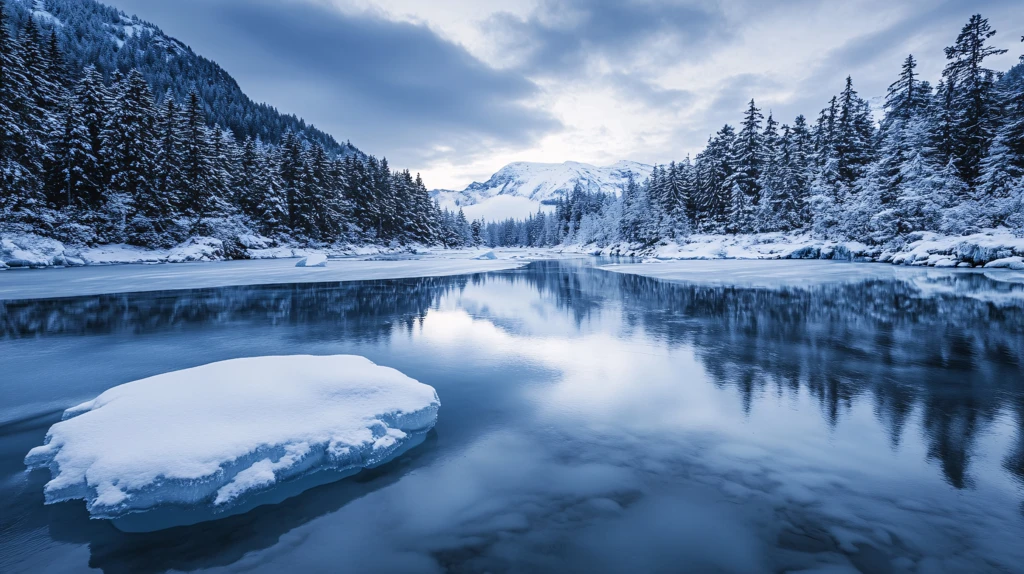 蓝冰冰川湖泊风光