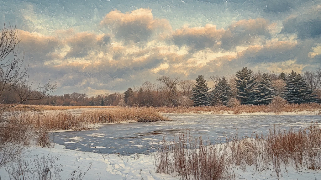 电脑油画冬天不冻河