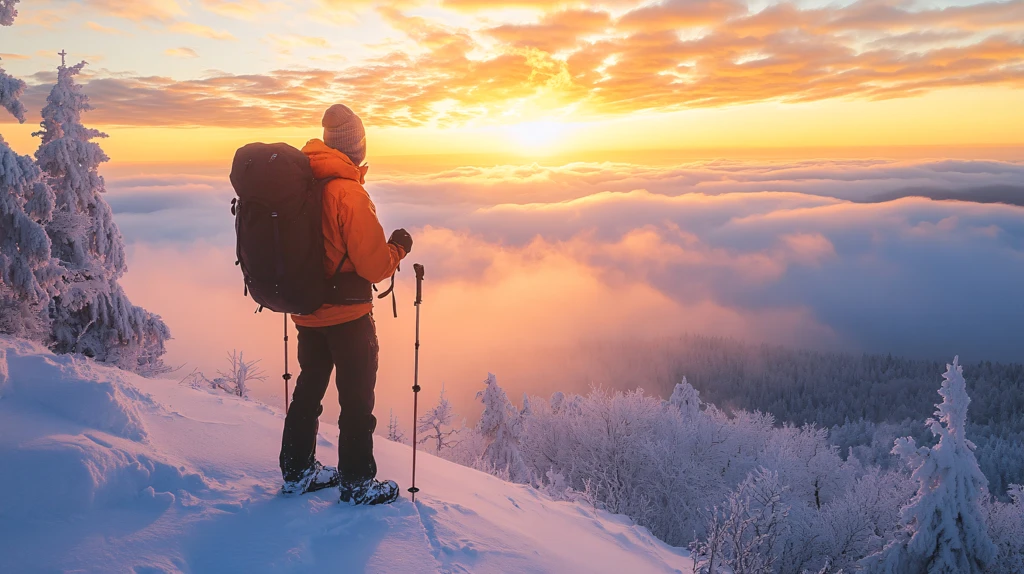 冬季户外登山雪景