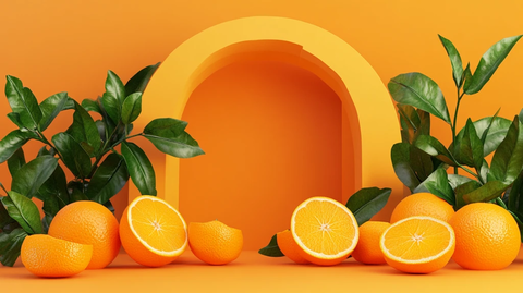 活力西柚色立体背景