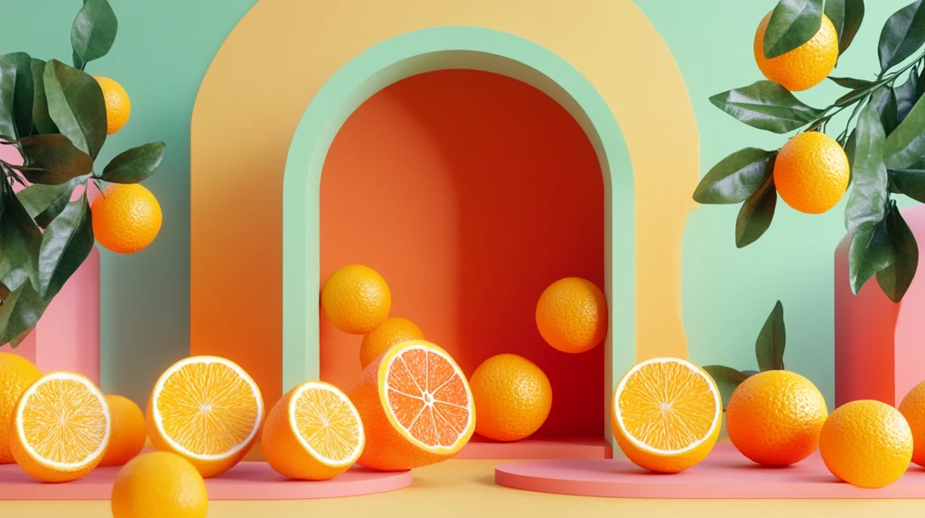 活力西柚色立体背景