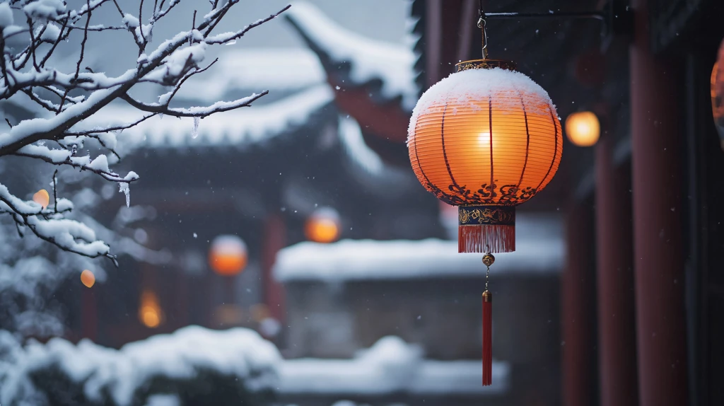 飘雪的红灯笼