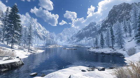 雪山河流湿地草壁纸