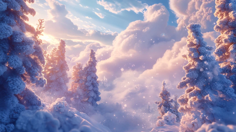 冬天森林夕阳雪景