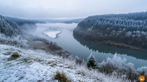 清晨不冻河晨雾