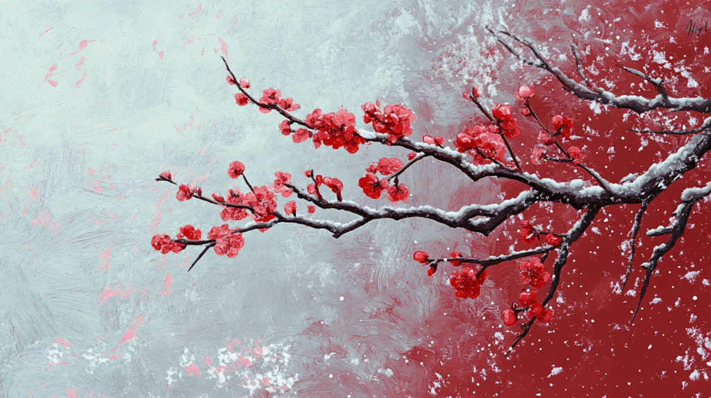 冰雪红梅插画