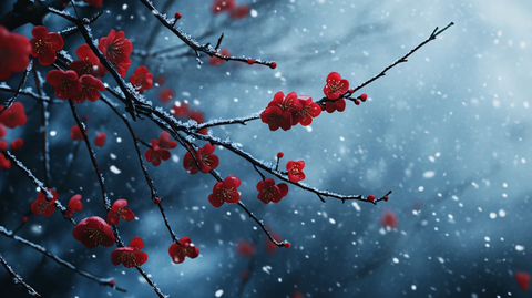 冰雪红梅插画