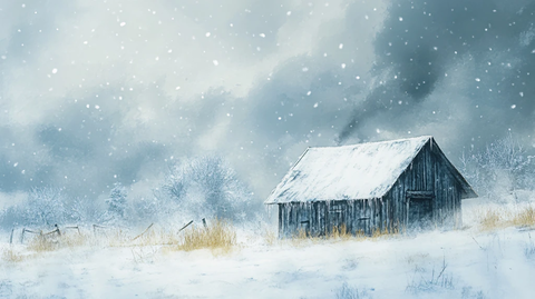 手绘冬季主题朦胧插画