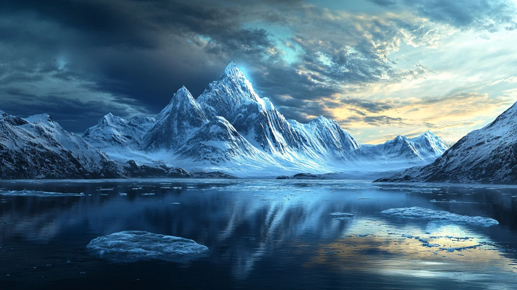 云雾缭绕雪山倒影